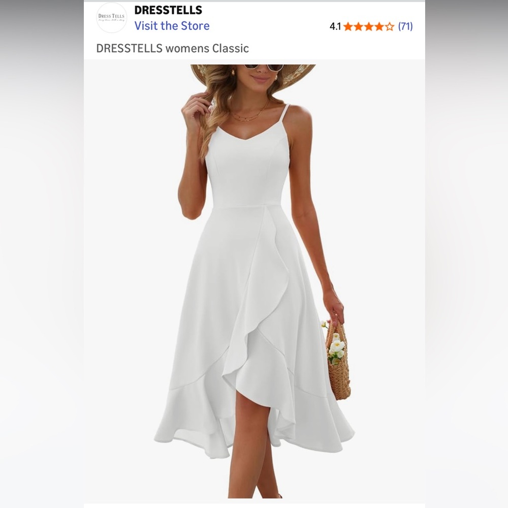 Elegant White Thin Strap Dress